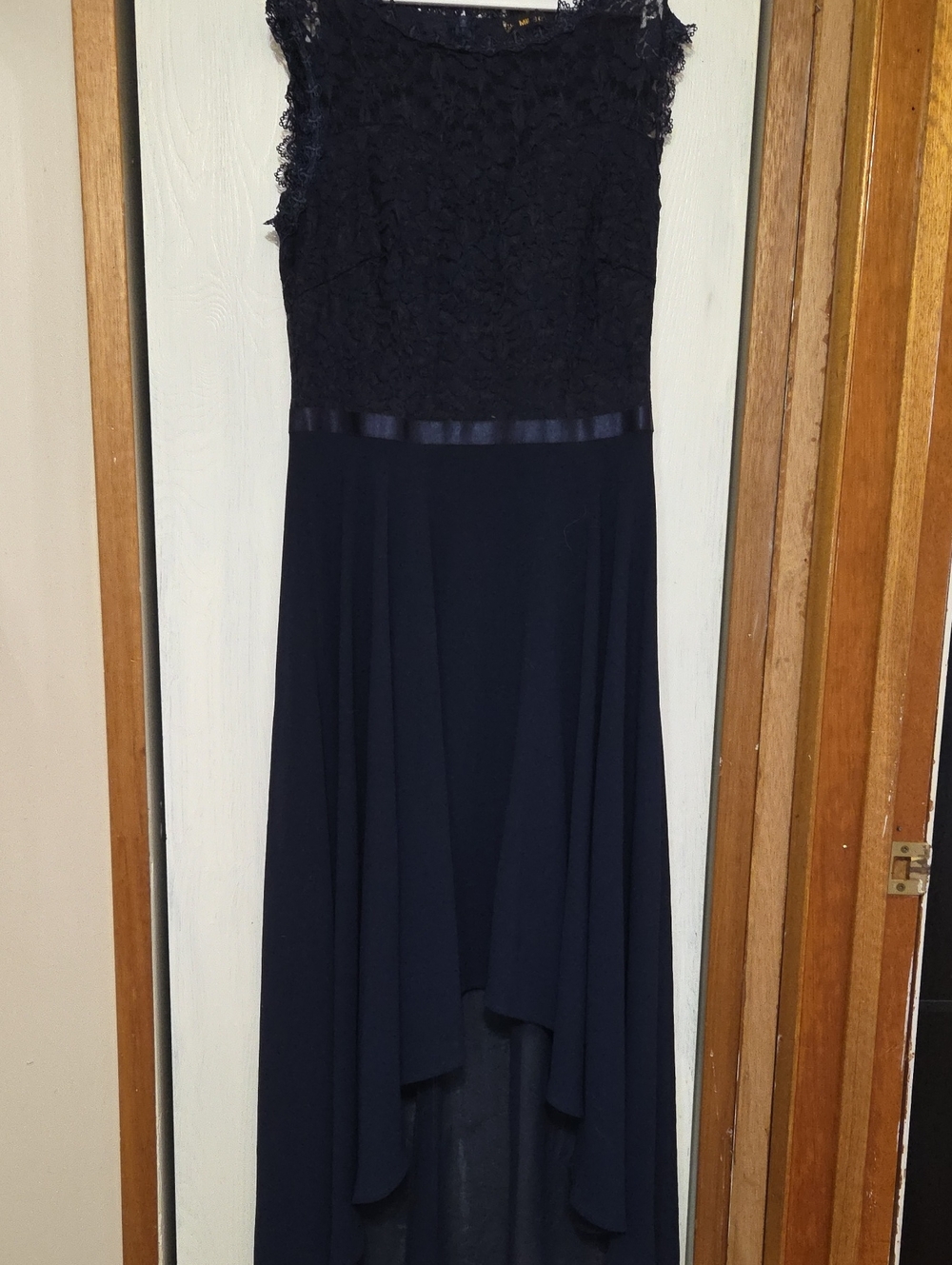 Miusol Navy Lace High-Low Cocktail Dress